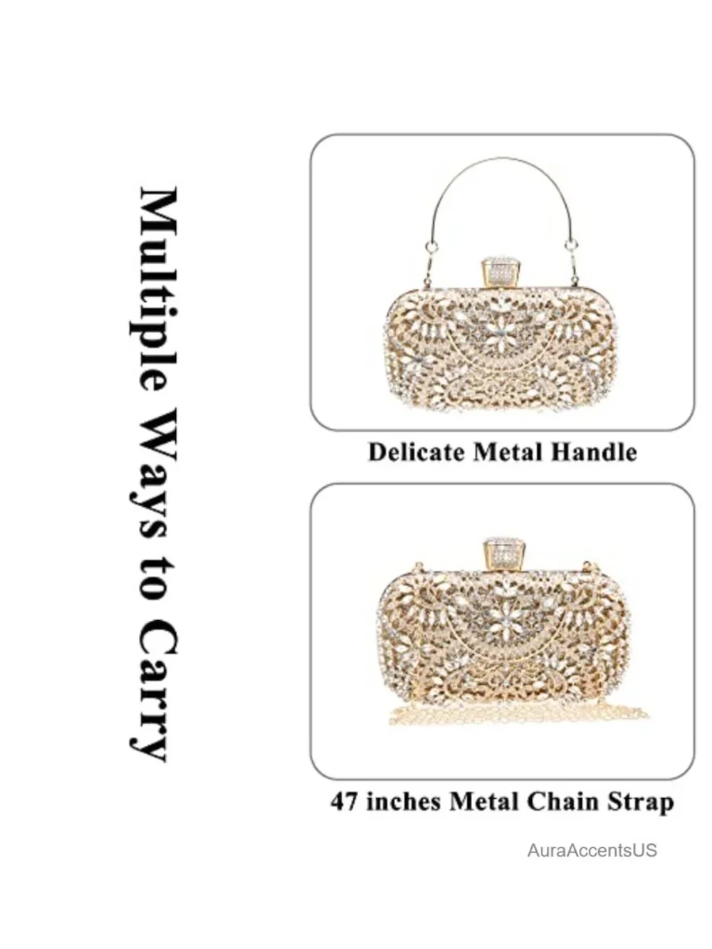 Sparkly Rhinestone Crystal Clutch Bag Sequin Bridal Purse Evening Handbag
